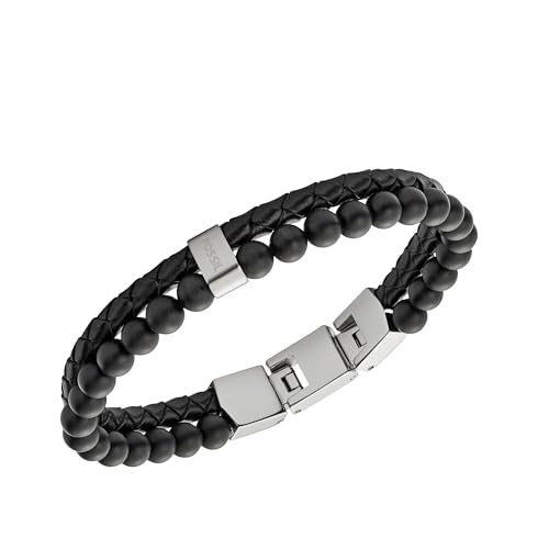 Fossil Men's Beaded Bracelet - color: Black
