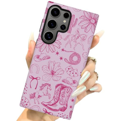 Compatible with Samsung Galaxy S23 Ultra,2-in-1 Frosted Phone Cover Shockproof Case - Aesthetic Western Cowgirl Pink - color: Aesthetic Western Cowgirl Pink, size: Samsung Galaxy S23 Ultra