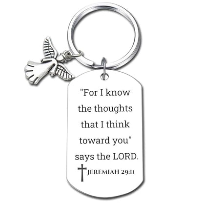 Inspirational Scripture Keychain with Angel Pendant - Bible Verse Key Chain Religious Gift for Christian - style: Jeremiah 29:11