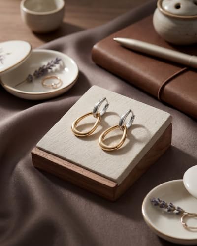 MUMREUES 14K Gold Earrings for Women Trendy Double Hoop Dangle Earrings - color: Sage & Two Tone