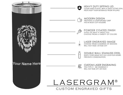 LaserGram Personalized 22oz Skinny Tumbler, Christian Cross (Black) - color: Black