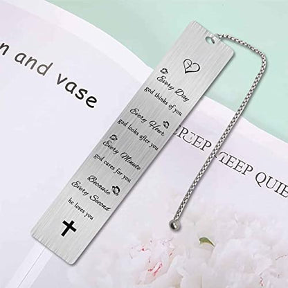 Jzxwan Christian Bookmark, Christian Birthday Baptism Gift for Women Men - color: God Love You