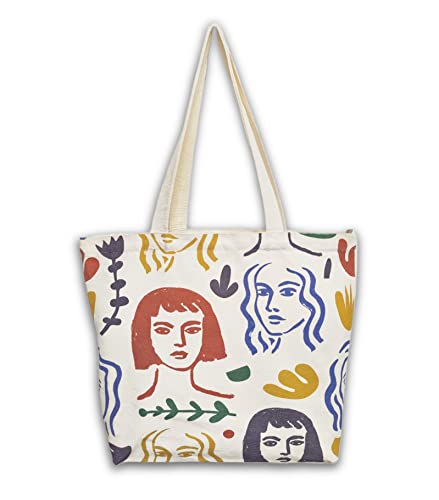 Canvas Tote Bag, Pockets, Zipper, Durable, Lightweight, Cotton Shopping Cloth Bag, Gifts - color: Girl’s Avatar