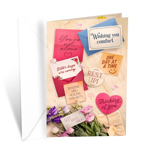 Prime Greetings Get Well Soon Card, Made in America, Thick Card Stock with Premium Envelope Packaged in a Reusable Presentation Mailer, Eco-Friendly, 5in x 7.75in