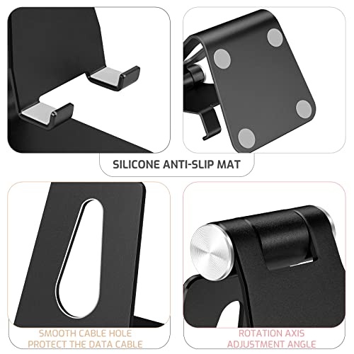 Adjustable Aluminum Alloy Cell Phone Stand,Desktop Metal Phone Holder,Smartphone Cradle,Black - color: Black
