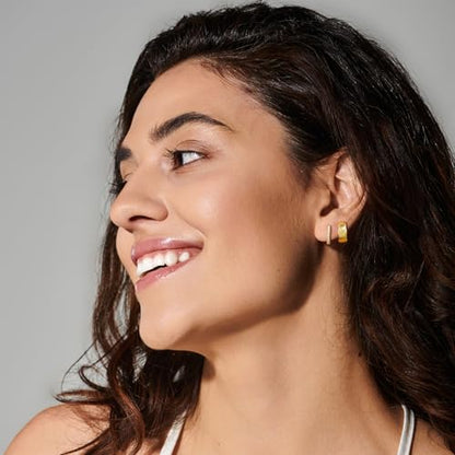 18K Gold Plated Hoop Earrings for Women, NICKEL-FREE & HYPOALLERGENIC, Timeless Jewelry Gift - color: Gold-6pcsA