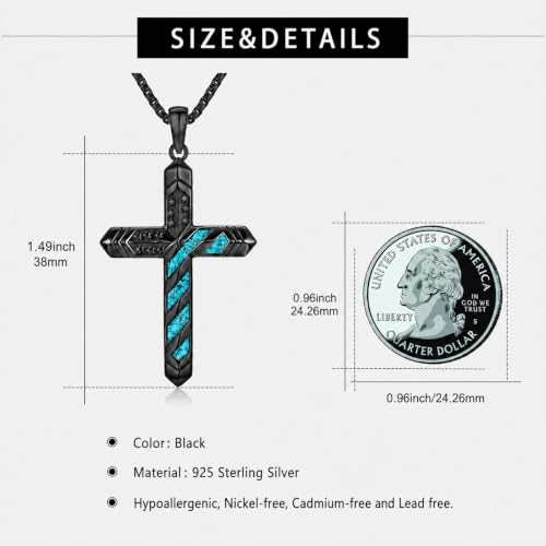 American Flag/Eagle/Star Necklace for Women 925 Sterling Silver Silver/Gold/Black American Flag Pendant 4th of July Jewelry for Wife Sister Girlfriend - color: Black-3
