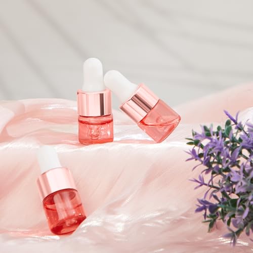 Didaey 100 Pcs Mini Glass Oil Dropper Bottle, 1 ml, Blush Pink - color: Blush Pink, size: 1 ml