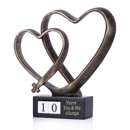 for Couples, Cross Heart Statue with Year Blocks