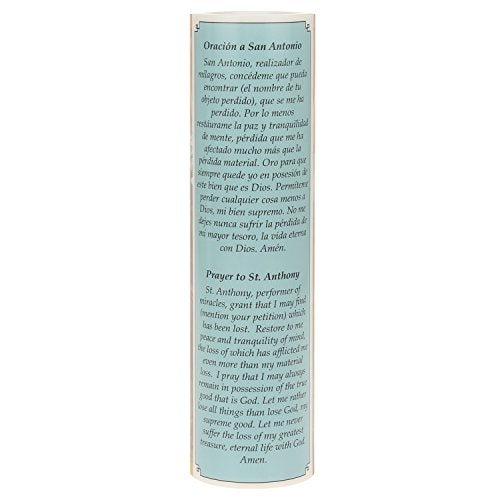 Saints Collection St. Anthony Flickering LED Prayer Candle - English & Spanish Prayers, Unique Religious Decoration for Altar, Mantle or Home - size: 1 Count, style: St Anthony