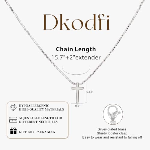 Cross Necklace for Women - Dainty 14K Gold Silver Plated Cross Necklace Choker Jewelry Cute Simple Small Trendy Non Tarnish Waterproof Faith Religious Jewelry Gift for Teenage - style: 05-Cross-Silver