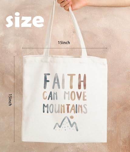 Christian Bible Inspirational Tote Bag for Church Baptism - color: Faith Can Move