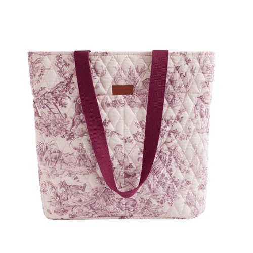 Maison d' Hermine Shopping Bags Cotton Quilted Tote Bag with Zipper Pockets - color: 007 - the Miller - Red
