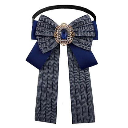 Womens Bow Tie Adjustable Rhinestone Bowtie for Women Ladies Girls Pre-tied Womens Tie for Shirt Suit Uniform - color: Blue-strap