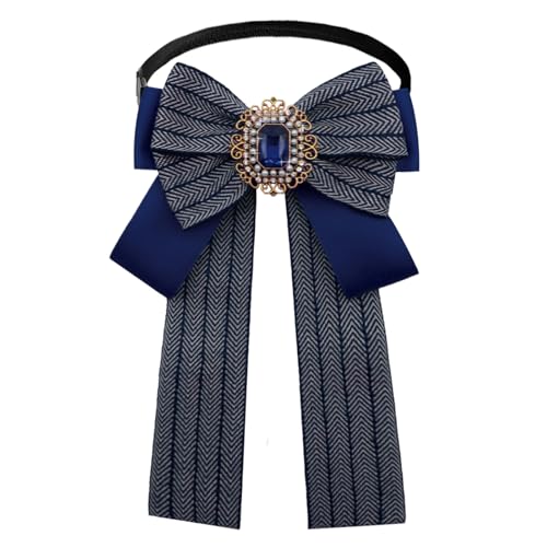 Womens Bow Tie Adjustable Rhinestone Bowtie for Women Ladies Girls Pre-tied Womens Tie for Shirt Suit Uniform - color: Blue-strap