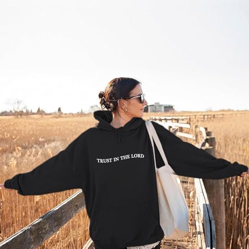 Tuislay Trust In The Lord Hoodie Christian Sweatshirts Women - color: Black(white Print), size: Small