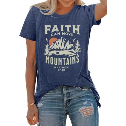 BLACKOO Women Graphic T-Shirts Cute Tees Summer Causal Tops - color: Heather Navy, size: Large