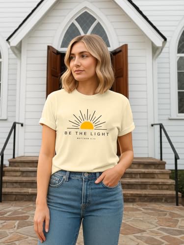 Christian Shirt for Women God is Good Graphic Tee Bible Verse - color: Apricot-light, size: X-Large
