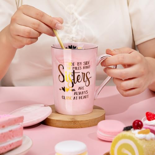 Sister Birthday Gifts for Sister from Brother Sisters, 14oz Sisters Mug - color: Pink - Sister Gifts