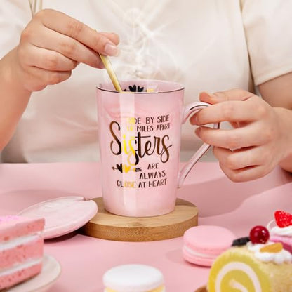 Sister Birthday Gifts for Sister from Brother Sisters, 14oz Sisters Mug - color: Pink - Sister Gifts