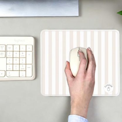 Mouse Pad for Desk with Stitched Edge, Premium Cute Washable Mouse Pads. Computer Mousepad with Non-Slip Rubber Base, Mousepads for Laptop, 9.25x7.75x0.12 inch (Cream Stripes) - color: Cream Stripes