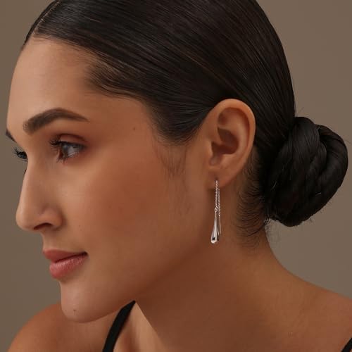 LeCalla 925 Sterling Silver Long Drop Earrings for Women | Lightweight Long Tassel Chain Threader Drop Dangle Earring for Women - color: Teardrop Threader