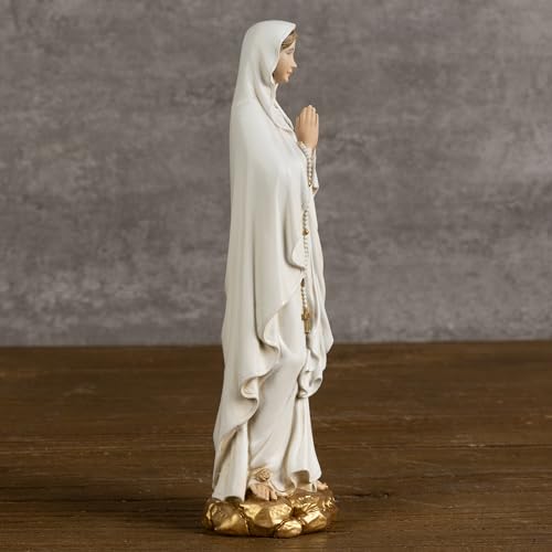 BC Catholic Our Lady of Lourdes Statue, 6" H Blessed Virgin Mary Mother Figure, Inspirational Home décor, Religious Gift,Handpainted Renaissance Sculpture Purity & Grace Collection from Buildclassic - color: Gold&white Lourdes