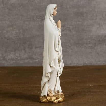 BC Catholic Our Lady of Lourdes Statue, 6" H Blessed Virgin Mary Mother Figure, Inspirational Home décor, Religious Gift,Handpainted Renaissance Sculpture Purity & Grace Collection from Buildclassic - color: Gold&white Lourdes