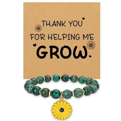 Aelciyue Teacher Appreciation Gifts for Women Thank You Birthday Xmas Valentines Day Gifts for Teachers Bracelets for Women - style: Sunflower 02