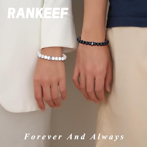 RANKEEF Tiger Eye Bracelet For Men 8MM Natural Stone Stretch Adjustable Black Crystal Beaded Bracelet for Men Women Gifts - color: 2,white,black-A