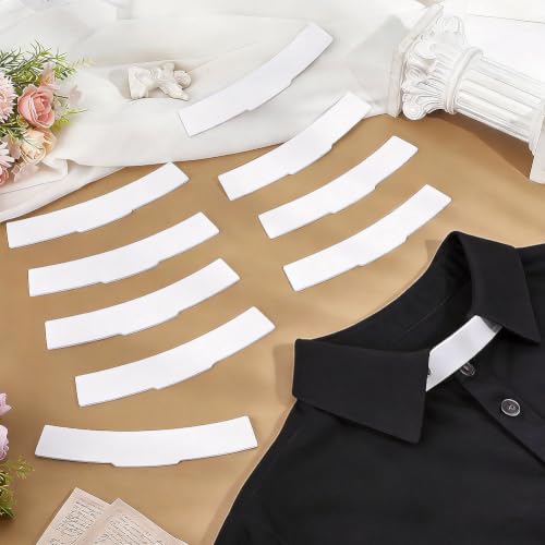 OLYCRAFT 12Pcs Tab Collar Inserts for Shirts White Foam Semi-Curved Collars White Tab Collars Replacement Collar Card Accessory Replacement Tabs for Clergy Formal Shirt 7.3x1.3 Inch