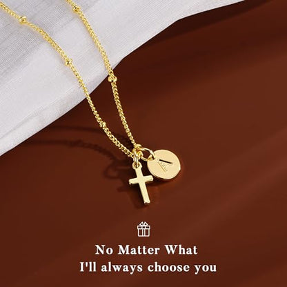 Turandoss Cross Initial Necklaces for Girls, Teen Girl Gifts Trendy Stuff - color: L
