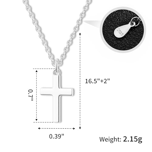 Moodear Cross Necklace for Women, Dainty Faith Pendant, Christian Jewelry - color: Sterling Silver