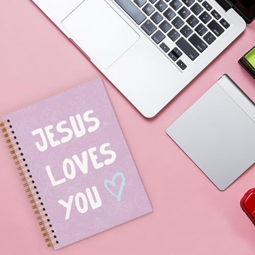 Purple Bible Study Notebook, Bible Note Taking Supplies Notebook Journal, Cute notebook, Bible Study Notebook Supplies Gifts Notebook for Teen Girls Student Teacher Women 5.5x8.3 inch - color: Jesus loves you purple