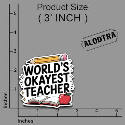(3PCS) World's Okayest Nurse Sticker Pack Durable Waterproof Vinyl Stickers for Laptop Water Bottle Car Bumper Phone Case - color: World's Okayest Teacher