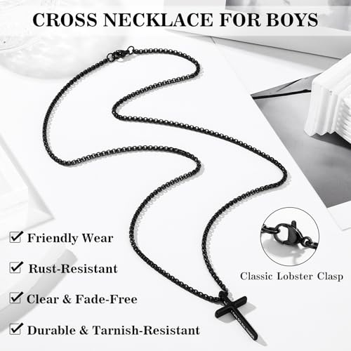 Cross Necklace for Boys Men, Stainless Steel Bible Verse