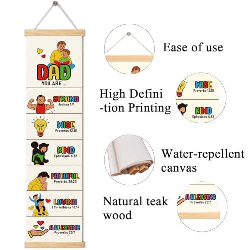 Happy Father's Day Banner, Church Banner, Christian Rustic Hanging Door Flag, Farmhouse Decorations Outdoor Indoor, Church Activity Decor, Bible Lesson, Scripture and Words Decorations - color: Earthy tones with warm hues