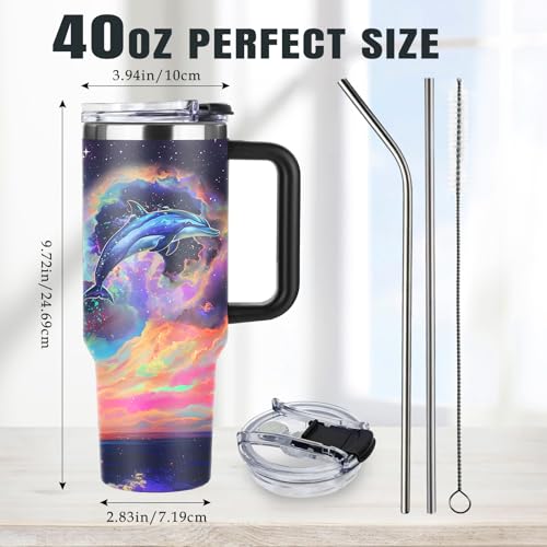 Christian Gifts for Women 40oz Tumbler - Insulated Travel Mug with Handle (Dolphin, 40 Ounces) - color: Dolphin