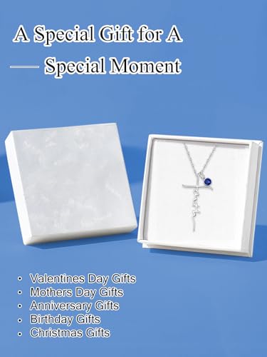 Faith Necklace White/Rose/Gold Birthday Gifts for Wife Her - color: White Gold-09-September