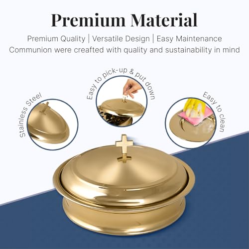 Communion Set for Church - Two Communion Trays & Two Bread Plates with Lid