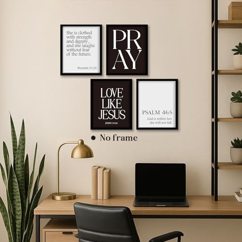 WEFKODO Black and White Christian Bible Verse Wall Art Pray Posters Prints - color: pray
