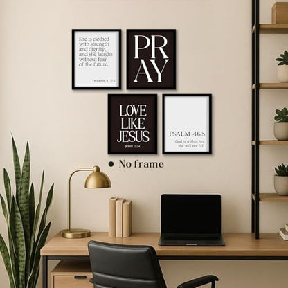 WEFKODO Black and White Christian Bible Verse Wall Art Pray Posters Prints - color: pray