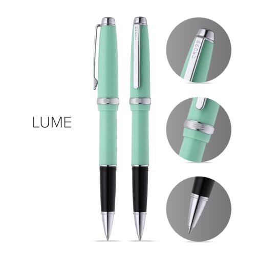 Cross Lume Seafoam Polished Chrome Rollerball Pen, Medium Point, Black Ink - color: Turquoise