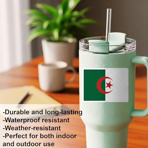 [3PCS] Algeria Flag Sticker Pack with Crescent Star & Map Design, Bold - color: Algeria Flag Sticker
