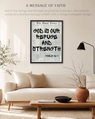 iHery 12x16in Psalm 46:1 God Is Our Refuge Framed Christian Wall Art - color: Black Frame Psalm 46, size: 16"L x 12"W