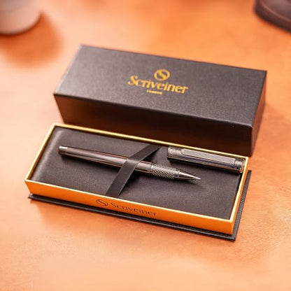 Scriveiner Gun-Metal Rollerball Pen - Stunning Luxury Pen, Schmidt Ink Refill, Best Roller Ball Gift Set for Men & Women, Professional, Executive Office, Nice Pens - color: 21. Gun-Metal