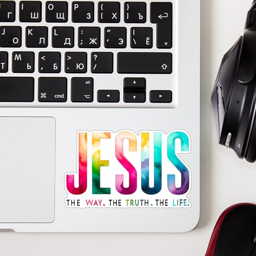 (3pcs) Jesus The Way The Truth The Life Sticker Christian Inspirational Quotes Bible Verse Vinyl Decal Stickers for Water Bottle Laptops Phone Case Car Kindles Hard Hat - 3x2