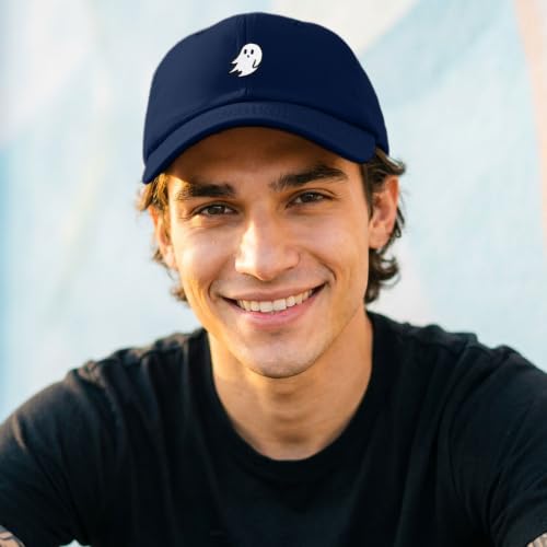 DALIX Ghost Embroidered Mens Womens Cotton Dad Hat Baseball Cap Adjustable - color: Navy Blue