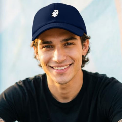 DALIX Ghost Embroidered Mens Womens Cotton Dad Hat Baseball Cap Adjustable - color: Navy Blue