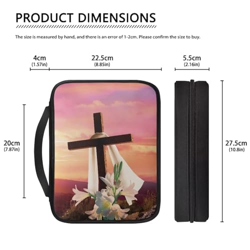 Gifts Polyester Bible Cover With Sturdy And Great Product And Pen Storage For Men And Women - color: Easter Lily Cross